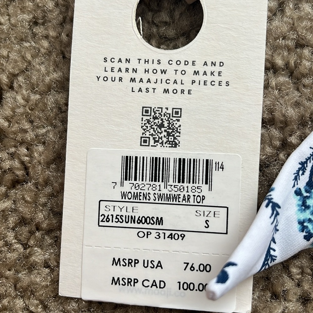 Maaji Blue Floral Bikini Top, NWT - Picture 4 of 4